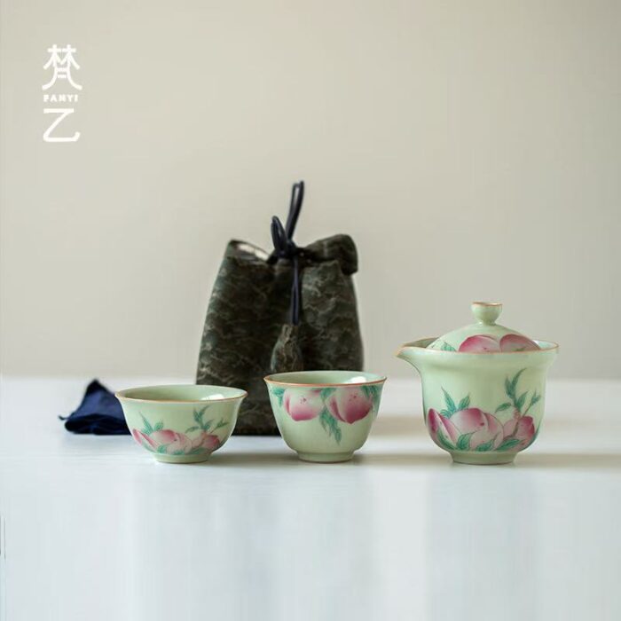 秘色汝窑粉桃便携式01