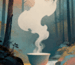 A quiet tea scene with rising steam and flowing water, expressing balance, rhythm, and calm in Chinese tea culture