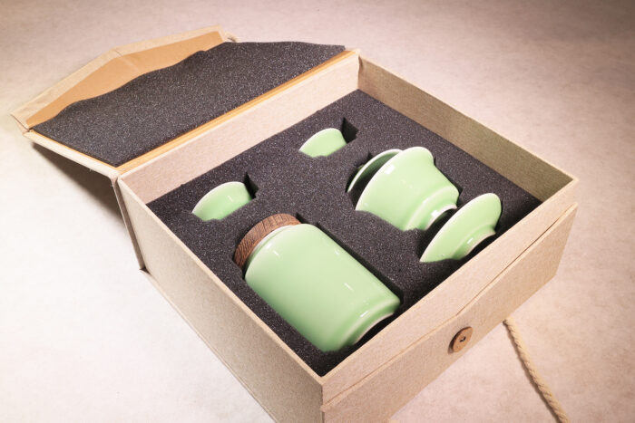 Longquan celadon tea set secure protective packaging with foam insert for safe international shipping