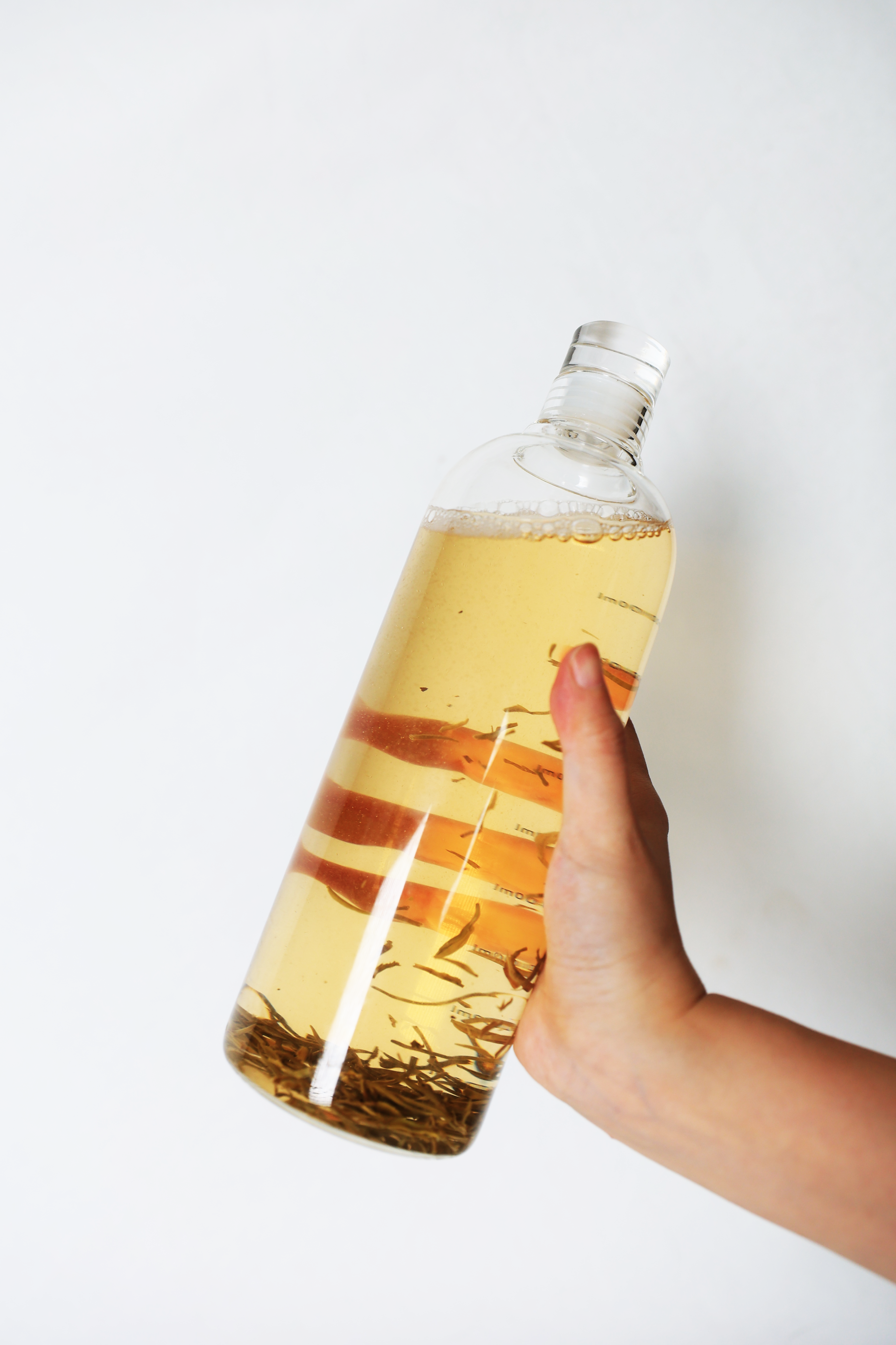 A simple bottle of cold brew Chinese tea for easy summer drinking.