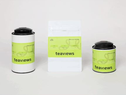 Hengxian Jasmine Tea packaging sizes showing Teaviews tea caddies and box.