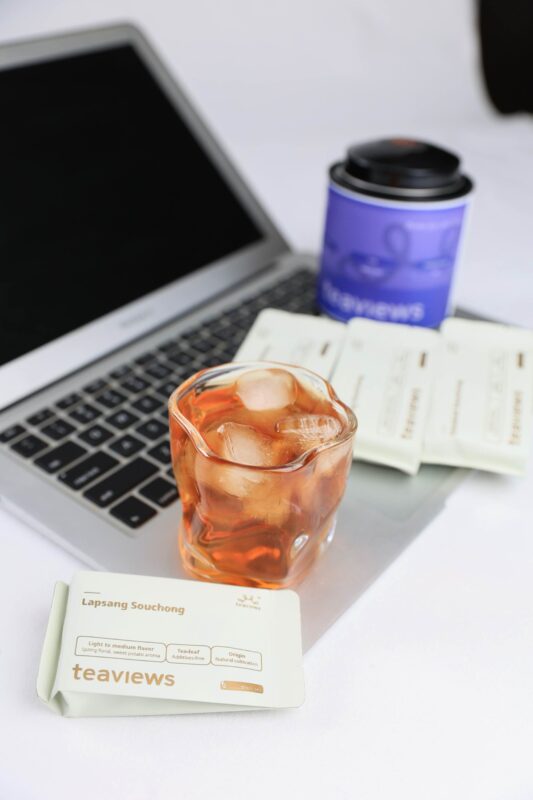 Iced Tongmu Lapsang Souchong black tea with Teaviews tea packet